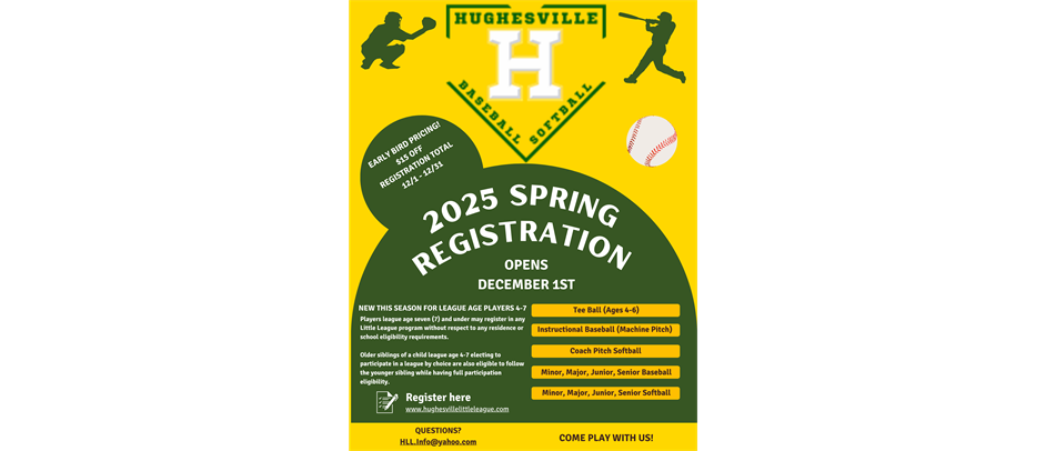 2025 Spring Registration Opens on December 1st!